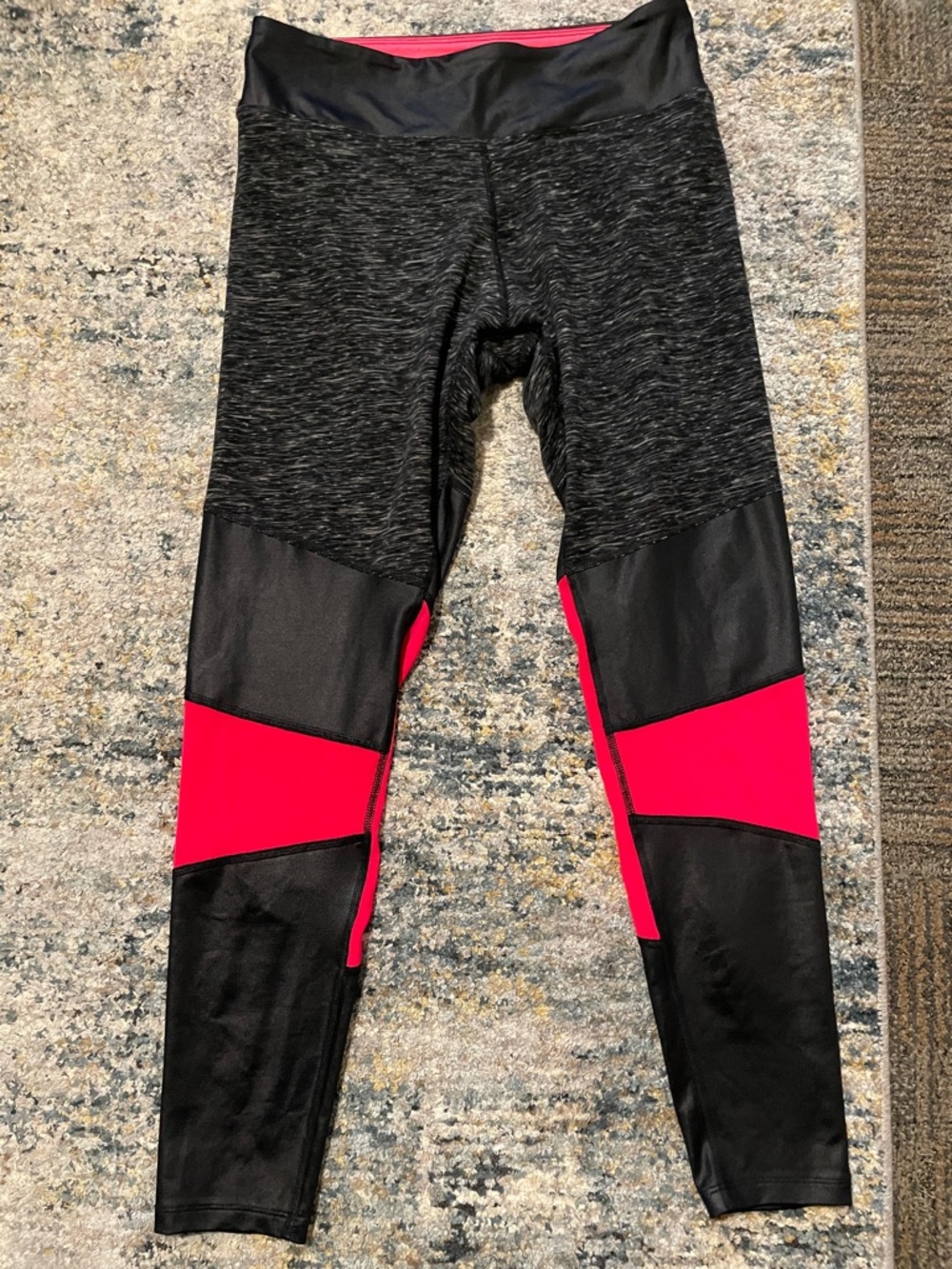 Marika Black Leggings with Pink Mesh Accent Panels